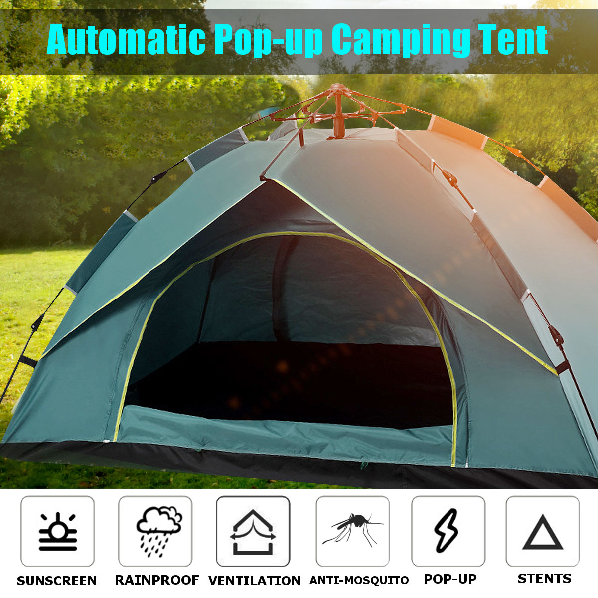 Cheap Goat Tents 3 4 Person Automatic Opening up Tent Camping Tent Easy Instant Setup Protable Backpacking for Sun Shelter Travelling Hiking   